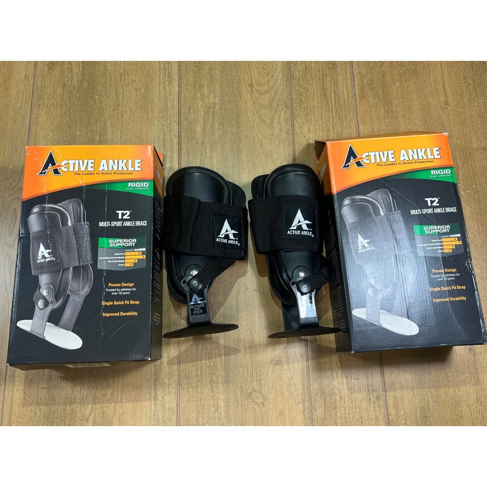 Active Ankle T2 Rigid Multi-Sport Ankle Brace Black Pair Small Support T2-S-BK